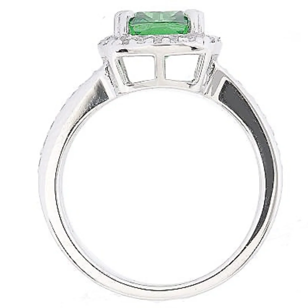 QVC Epiphany Platinum Clad Diamonique Simulated Emerald Ring. 0269 - Picture 3 of 4